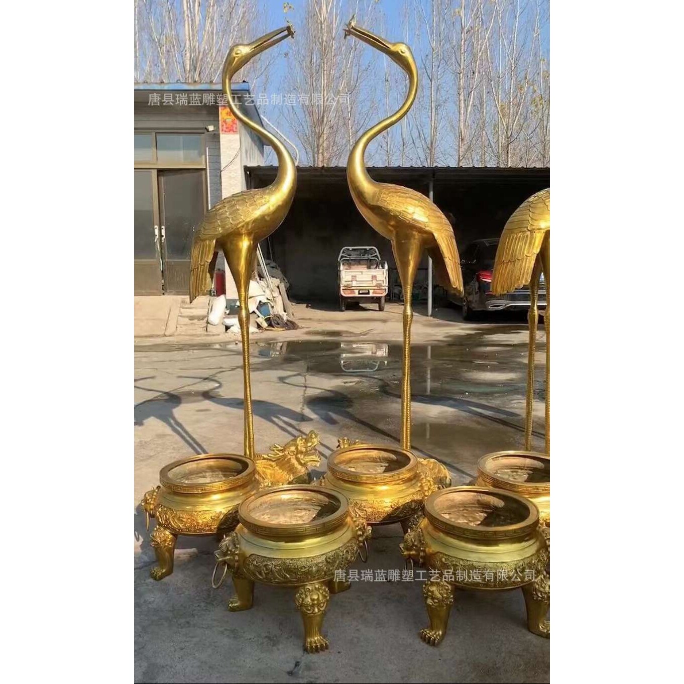 青铜器摆件超大号仙鹤蜡台 青铜鹤龟梅花落地大蜡台全铜鹤摆件