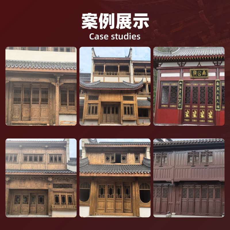 中式木雕实木仿古花格门窗酒楼餐饮火锅店装饰木门窗隔断阳台栏杆