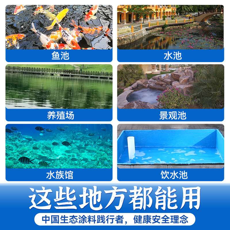 鱼池防水涂料长期泡水室外瓷砖饮用水池塘鱼缸补漏材料胶专用环保