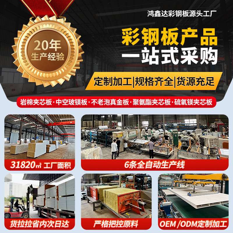 集装箱防火岩棉彩钢夹芯板道路围挡室内隔热夹心板工厂吊顶机制板