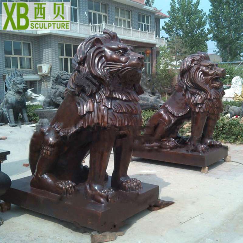 经典铜狮子 欧式铜汇丰银行纯铜狮子摆件酒店别墅西方坐像铜狮子