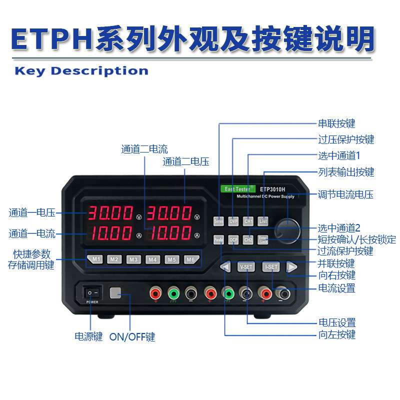 中创三通道可编程电源三路直流稳压电源可存储和调用支持SCPI