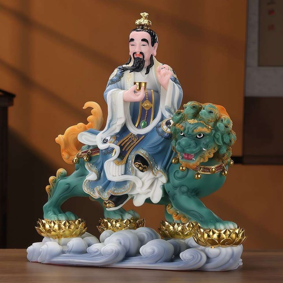 汉白玉《太乙救苦天尊》道家祖师东极青华大帝神像青玄上帝九头狮