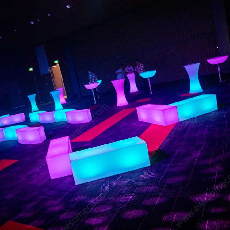 新款创意户外发光家具LED长凳充电七彩长方形吧凳矮凳子酒吧家具