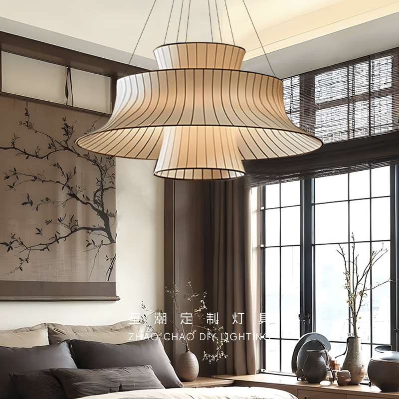 新中式禅意餐厅饭店吊灯宋代美学民宿酒店茶楼卧室日式布艺灯