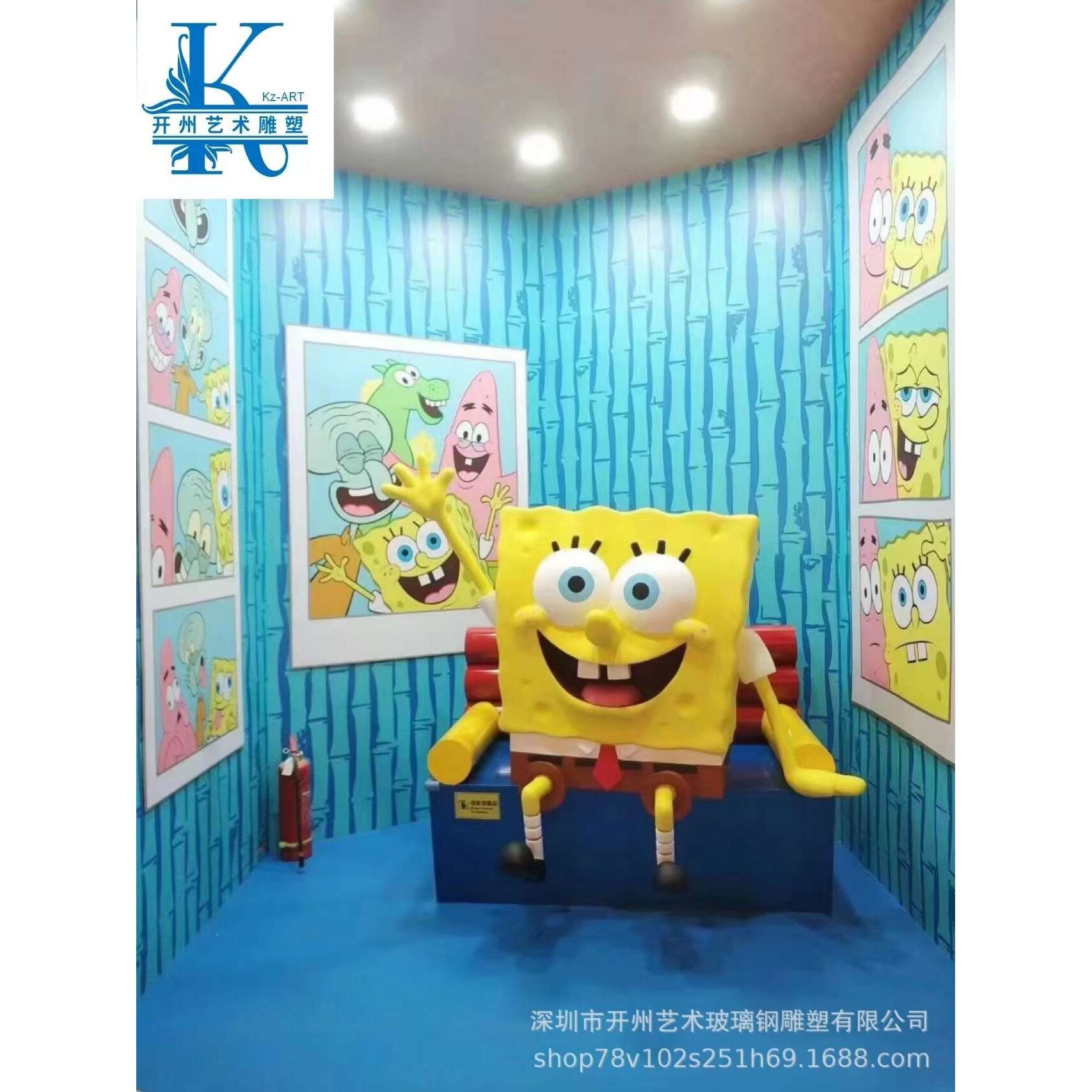 玻璃钢雕塑海绵宝宝落地美陈摆件品景观园林大型树脂大型厂家直销