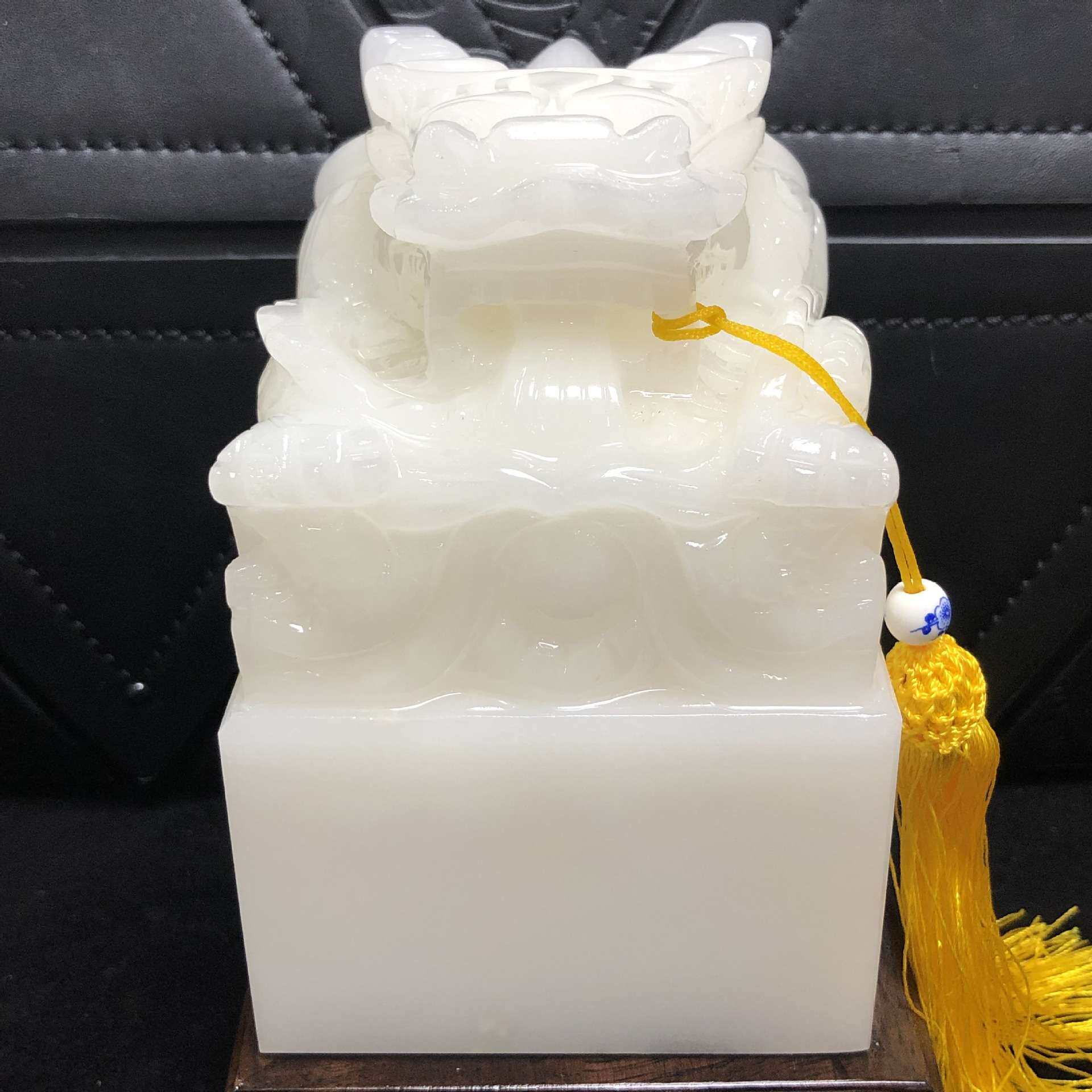 天然汉白玉盘龙印章摆件龙头玉玺篆刻书画工艺品玉印落款刻字