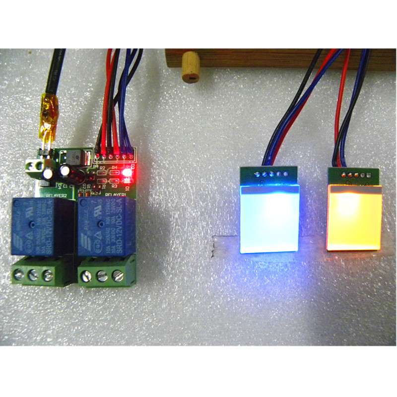 2路继电器触摸按键板 双色LED 自锁点动功能电容式触控开关12V24V