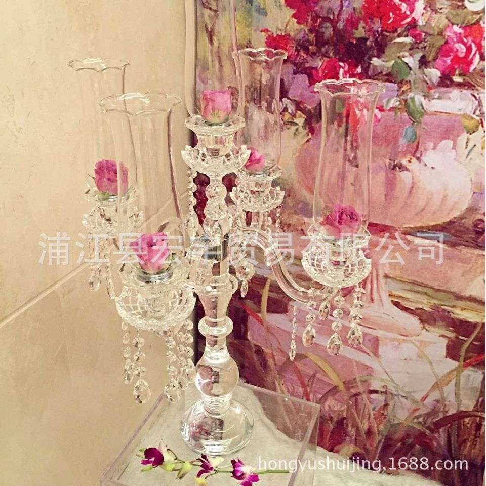 厂家直销水晶烛台  婚庆欧式烛台摆件 样板房装饰烛光晚餐现货