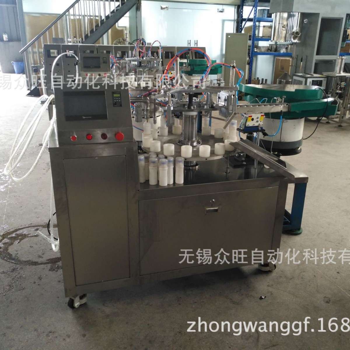 水彩颜料全自动灌装生产线自动上瓶机旋盖灌装自动贴标白胶罐装机