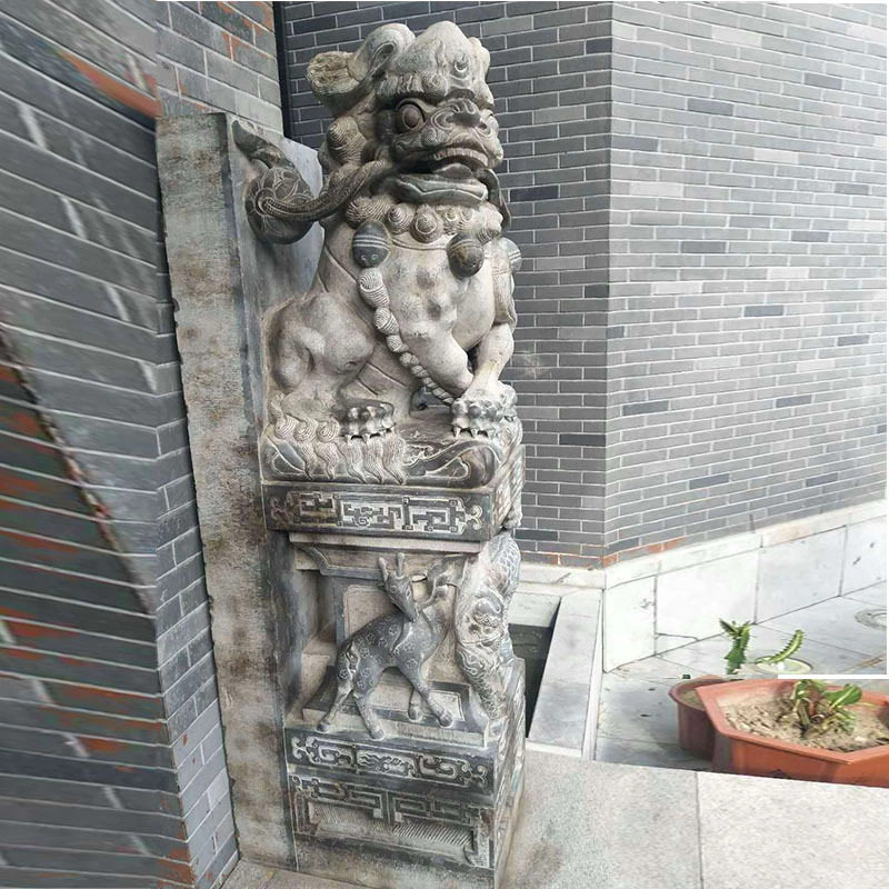 仿古石雕门墩摆件青石老石鼓门墩做旧貔貅麒麟石狮子门墩