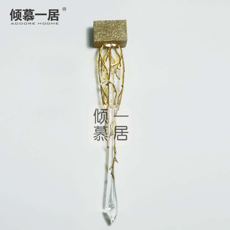 设计师后现代全铜树枝水晶灯创意别墅客厅卧室灯样板房酒店铜壁灯