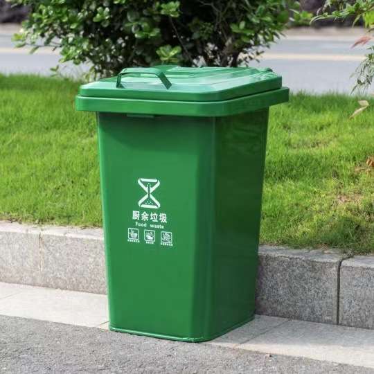 50L镀锌板铁皮农村门口户外防火带盖垃圾桶