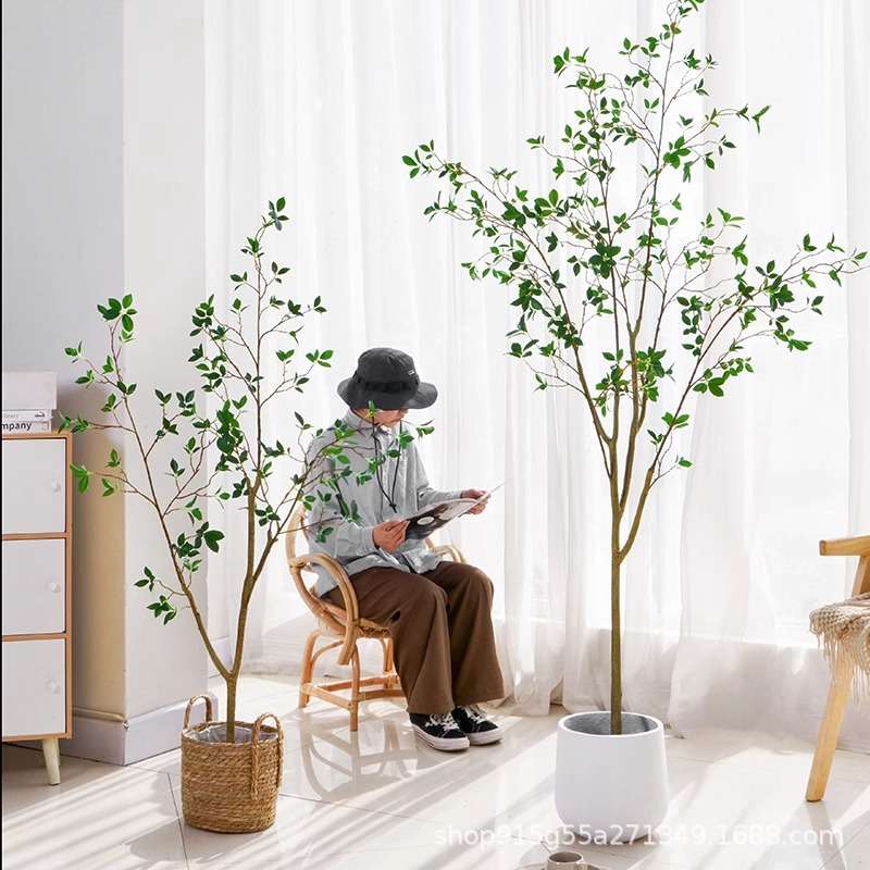北欧风大型假绿植仿真花摆件室内客厅轻奢装饰绿植 仿真山茶树