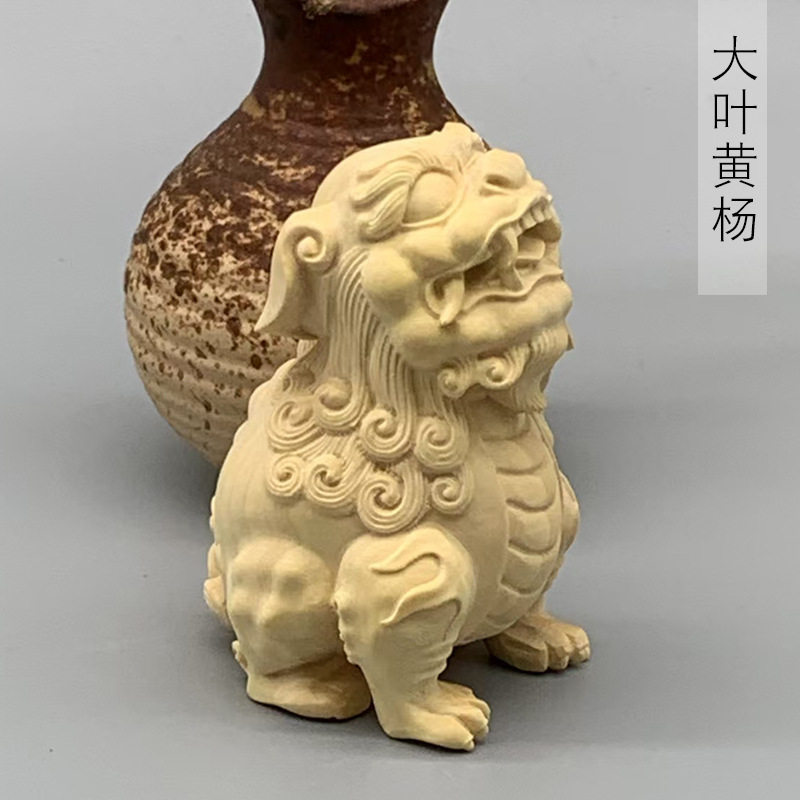 大叶黄杨木雕刻望天吼款摆件摆饰规格60×45×40工艺品装饰厂家