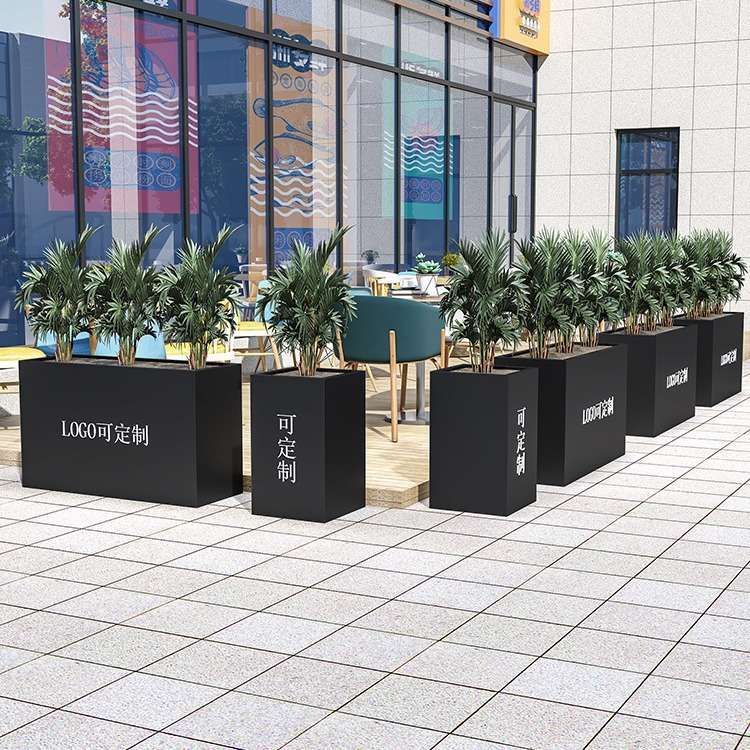 户外围栏广场庭院花坛商业街花槽铁艺镀锌板花箱室外摆种植箱隔断