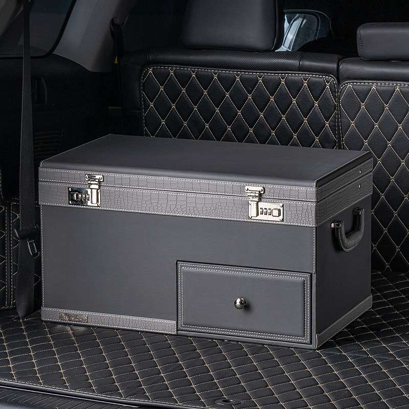 汽车后备箱收纳箱子车载收纳盒抽屉车用后背整理车上储物箱密码锁