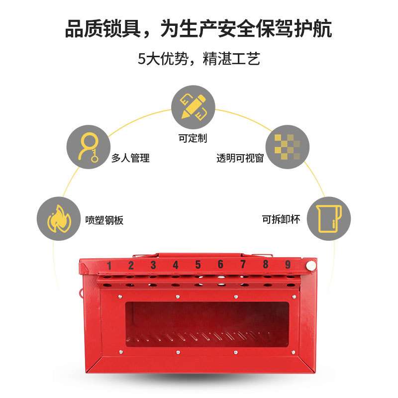 工业安全锁具箱手提共锁箱便携式锁金属挂锁箱可视化储放管理集群
