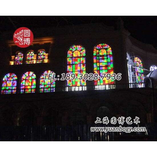 彩绘镶嵌玻璃穹顶彩色玻璃门窗圆博玻璃彩色玻璃穹顶