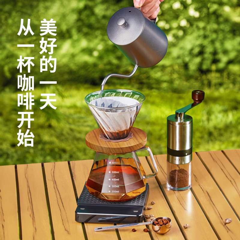 户外露营便携手冲咖啡套装手磨咖啡套装收纳盒手冲咖啡壶组合跨境