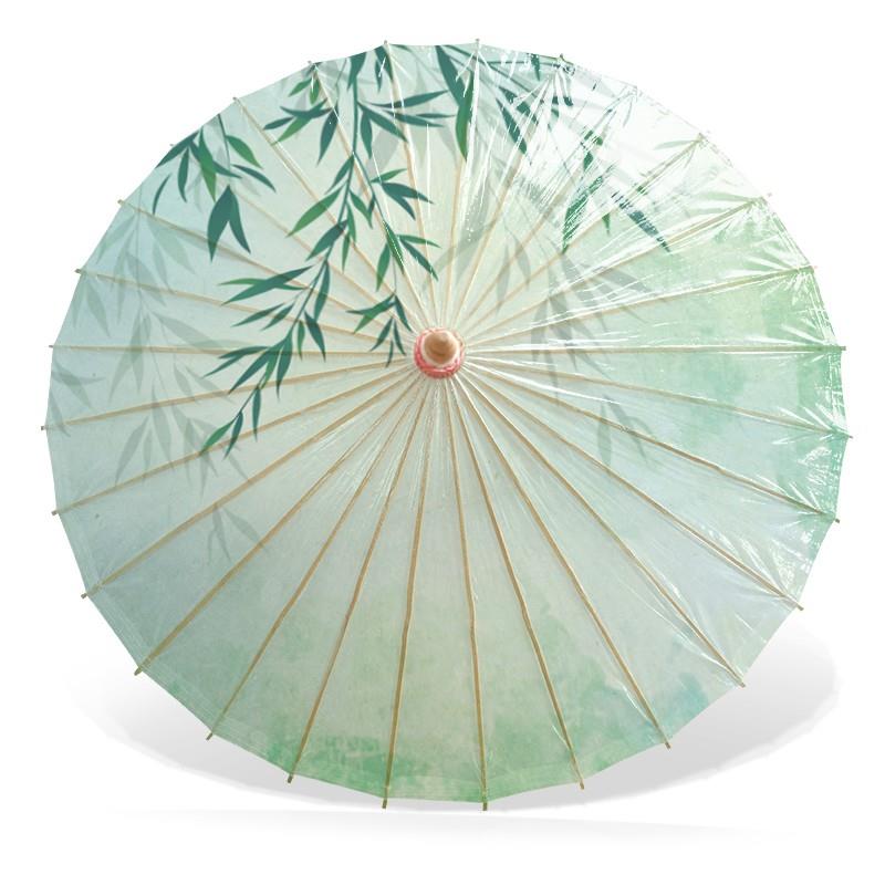 非遗手工油纸伞防雨防晒古风汉服古典古代舞蹈专用道具绿色茉莉花