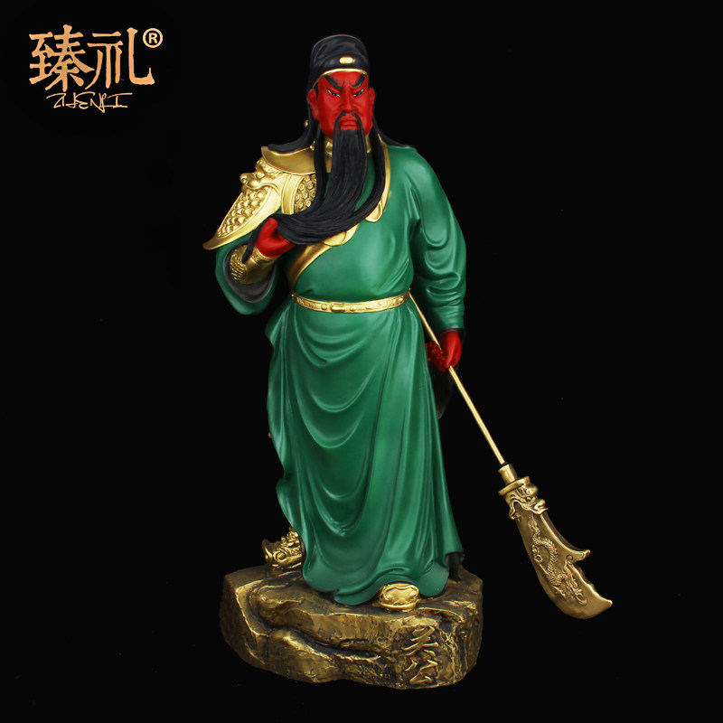 厚德居 手工彩绘铜立关公财神铜关公摆件关二爷武财神摆设