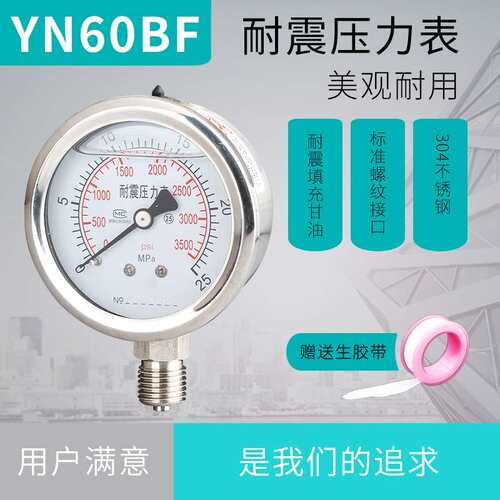 YN60耐震 径向压力表 真空负压表 不锈钢耐震油压表 水压表压力表