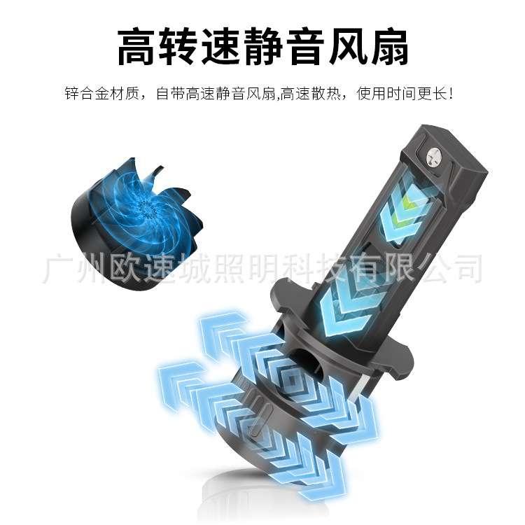 汽车led直插风扇1比1尺寸一体12-24V直插LED汽车大灯H3