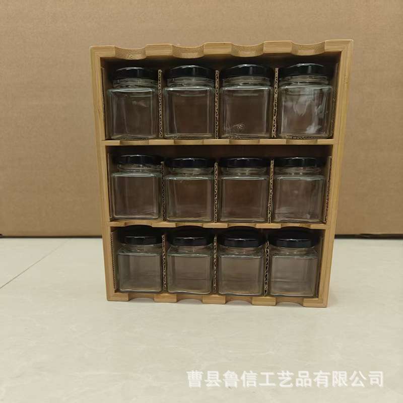 实木壁挂厨房置物架调料架12格家居收纳用品香料调味品收纳架