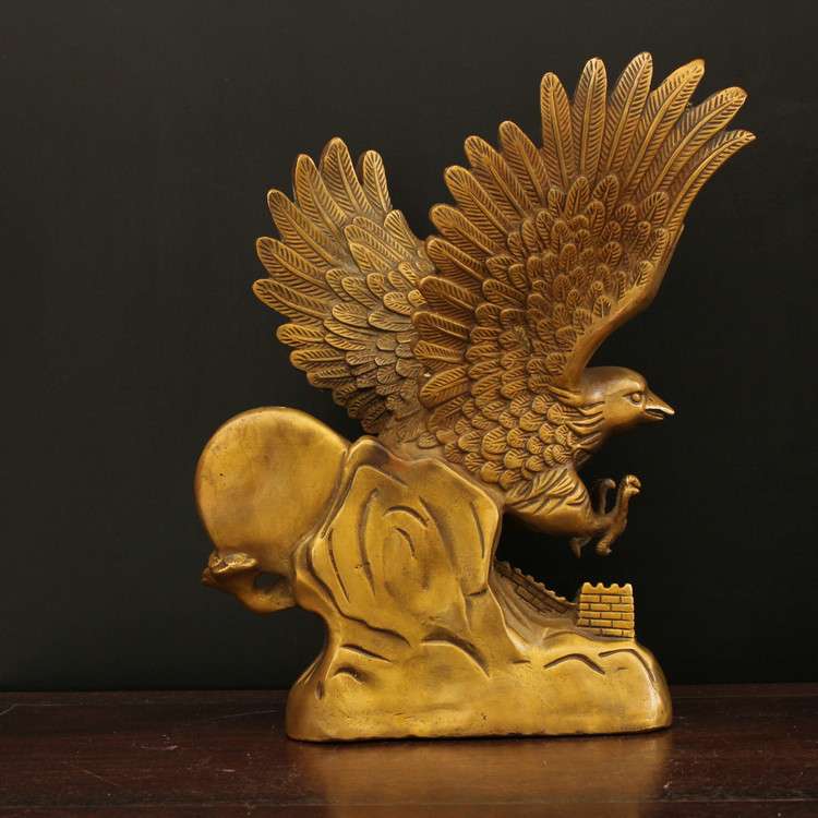 纯铜拼搏鹰摆件长城雄鹰大展宏图铜鹰家居办公室工艺品装饰品摆设