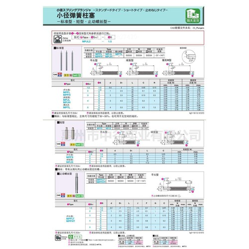 弹簧柱塞MPFLT/MPFHT1.5/2/3/4/5-1.5/3/4/6/8/9/12 代替米苏米