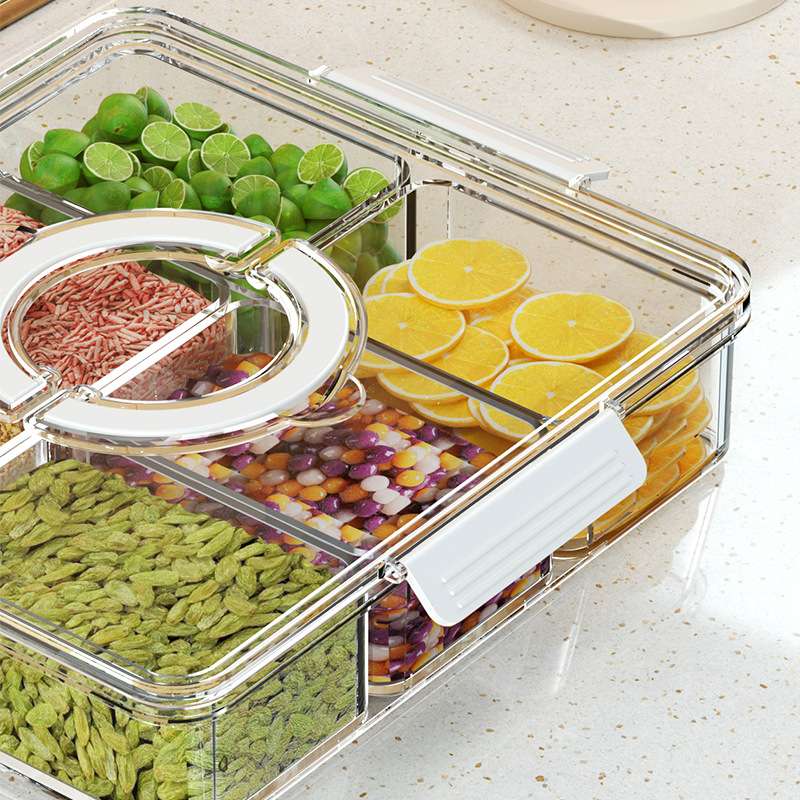分格冰粉盒食品收纳盒奶茶甜品带盖分隔调味盒商用摆摊冰箱防串味