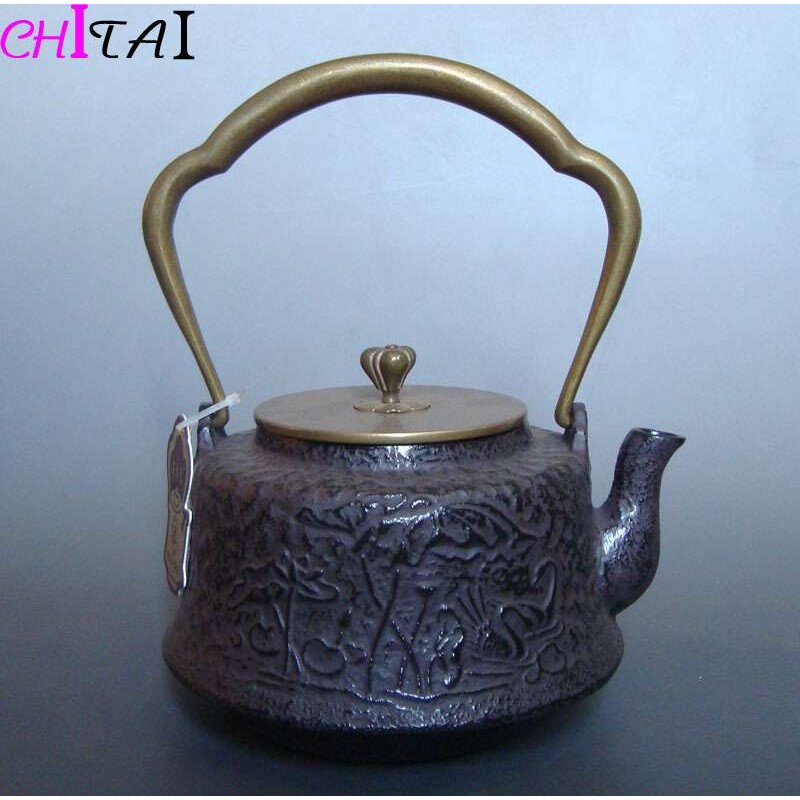驰泰铁艺茶壶【荷塘飞燕】老铁壶南部铁瓶煮茶铁壶手工铁壶无涂层