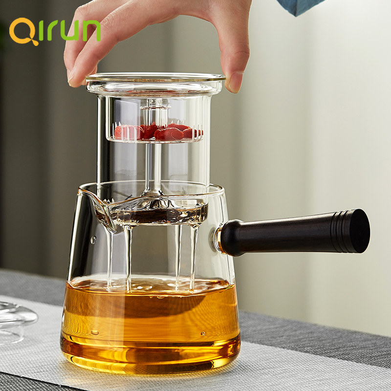 侧把壶蒸煮茶壶茶具玻璃烧水大容量家用泡茶壶套装煮茶器家用单壶