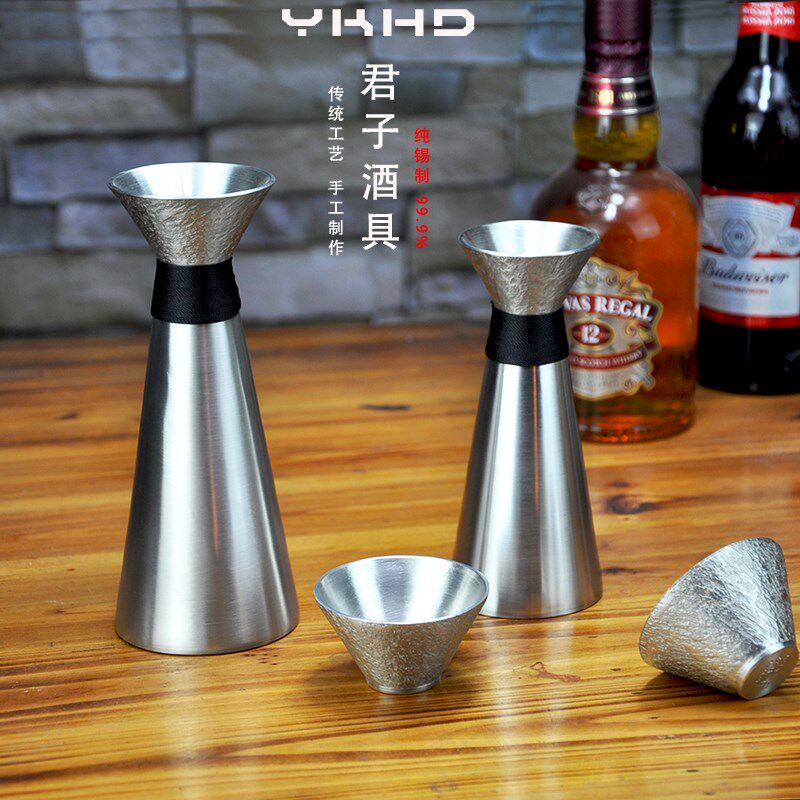朱斌手工999锡壶君子酒具纯锡分酒壶小号白酒酒盅温酒壶复古