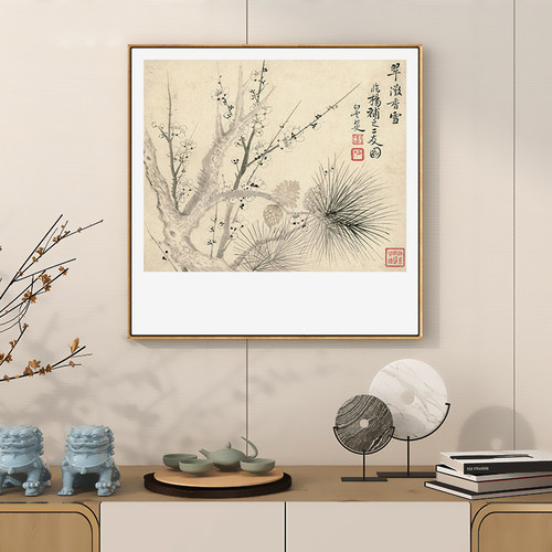 恽寿平花鸟国画新中式客厅装饰画中国风茶室背景墙壁画玄关摆挂画