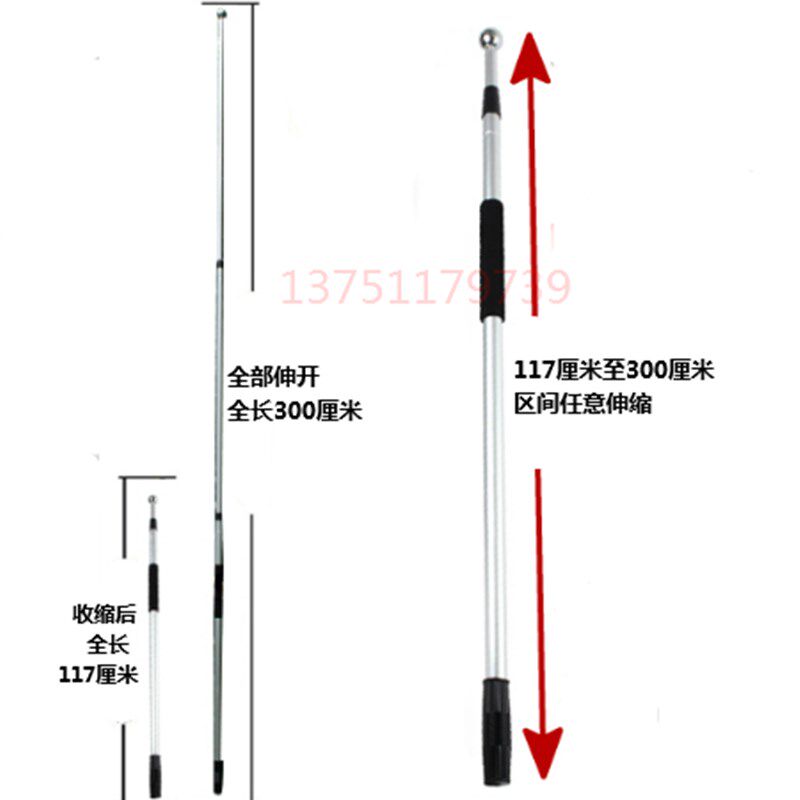 豪华型伸缩旗杆2米3米4手持手摇不锈钢可国加粗幼儿园户外5米银色