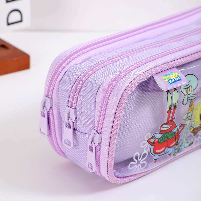海绵宝宝笔袋新款多层笔袋超大容量品质文具袋小学生铅笔袋88290