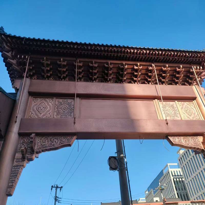 古铜铜牌坊新中式金属门头不锈钢铸铜牌坊牌楼