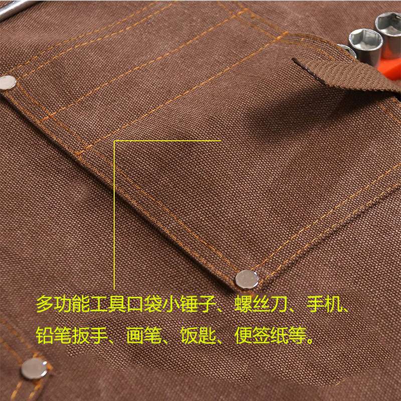 BSCI工厂园艺工匠围裙复古帆布多工具口袋肩带结实防护