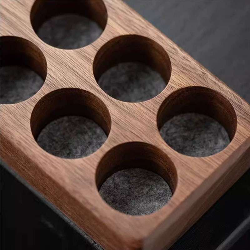 咖啡豆分装试管胡桃木展示架闻香密封罐收纳玻璃保存瓶收纳底座