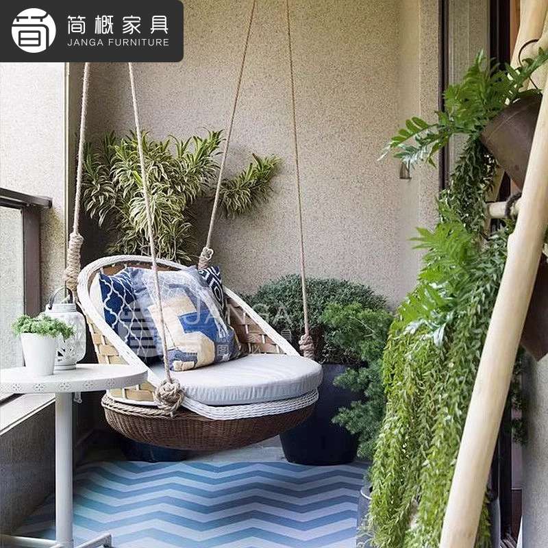 户外庭院吊篮别墅花园休闲悬挂藤编秋千阳台落地摇椅鸟巢吊床家具
