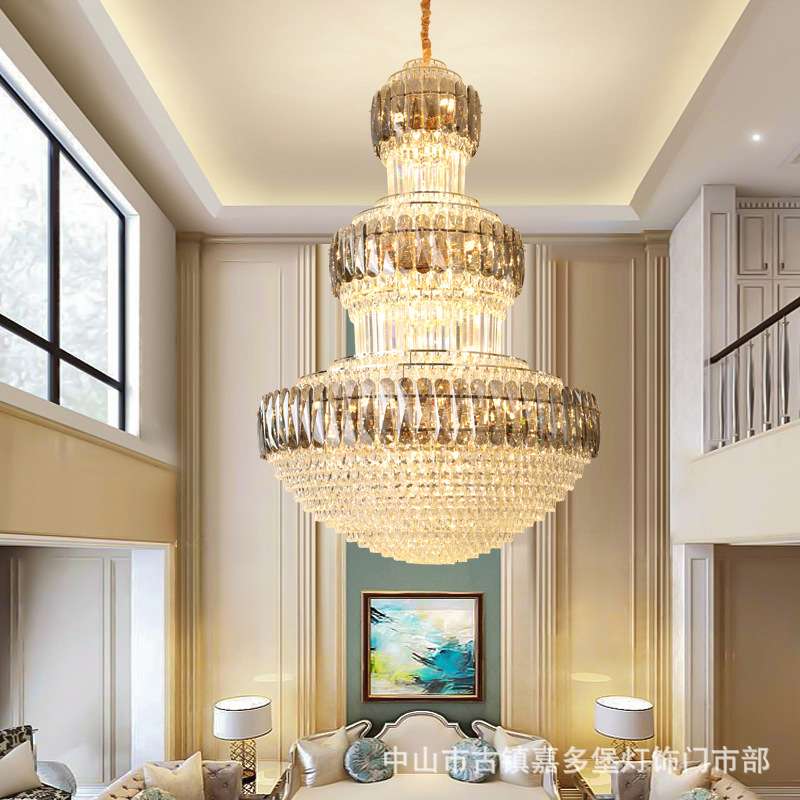 复式楼别墅楼大吊灯客厅大灯奢华大气水晶餐厅灯现代简约酒店吊灯
