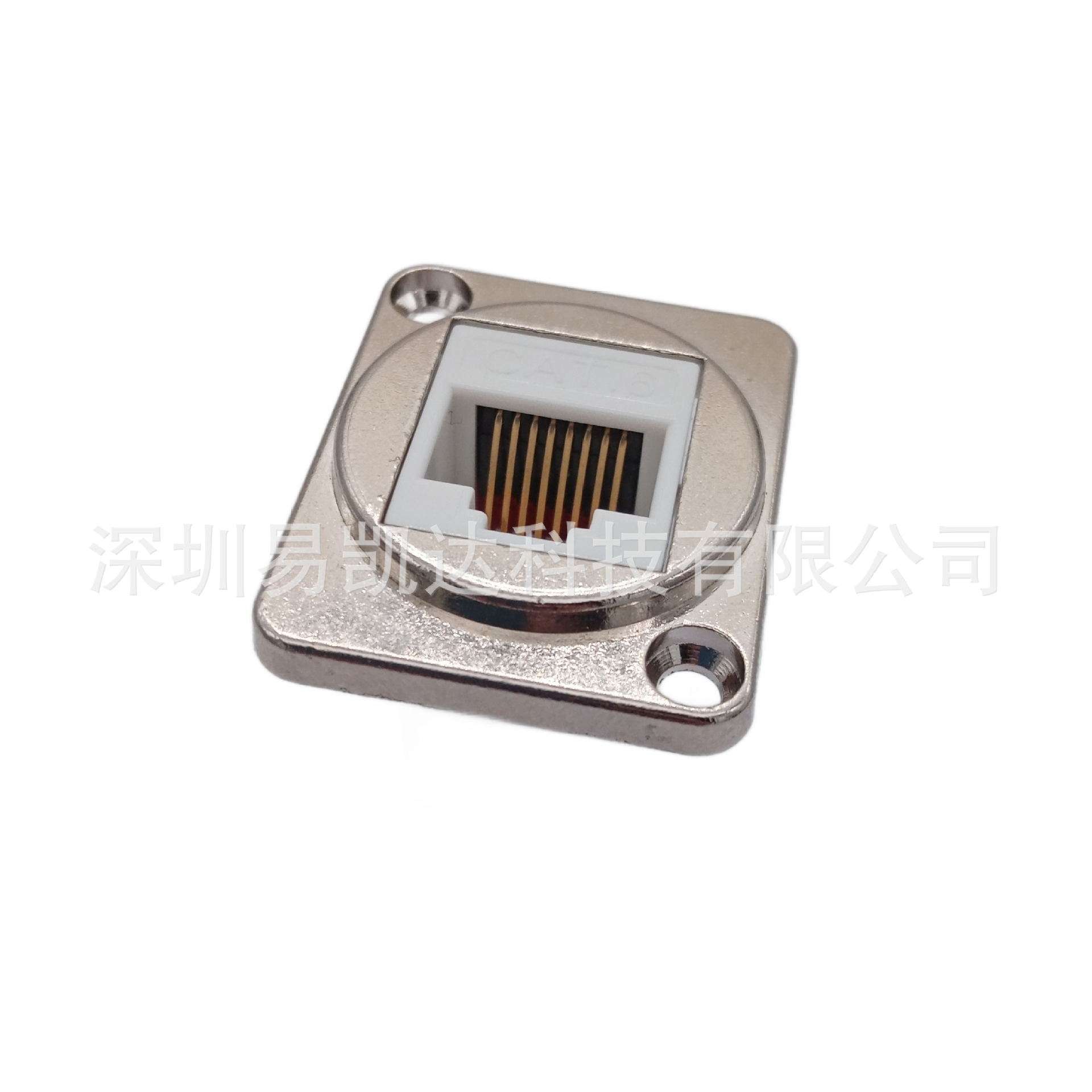 带屏蔽D型RJ45-CAT6方网络防水连接器 双网口直通头8P8C以太网插
