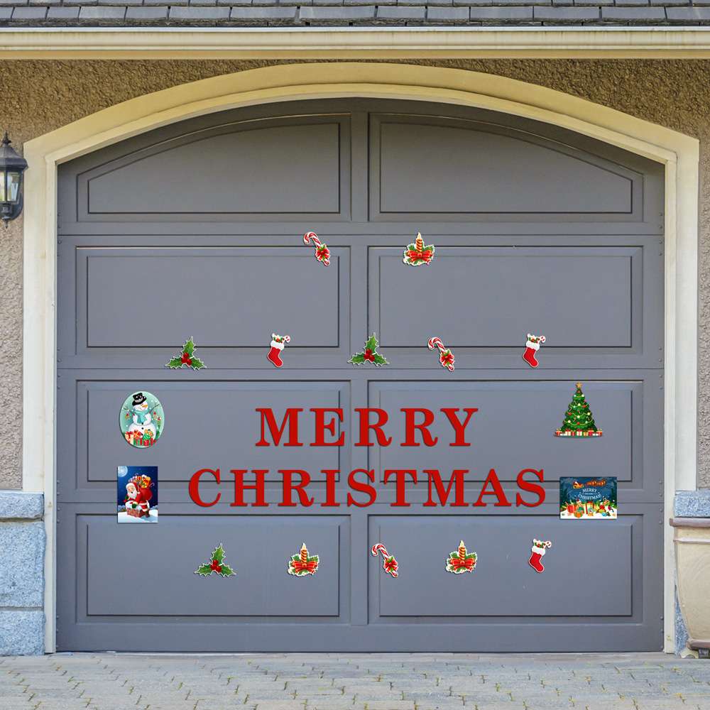 CT087圣诞Merry Christmas雪人磁性车库门贴节日装饰汽车冰箱贴