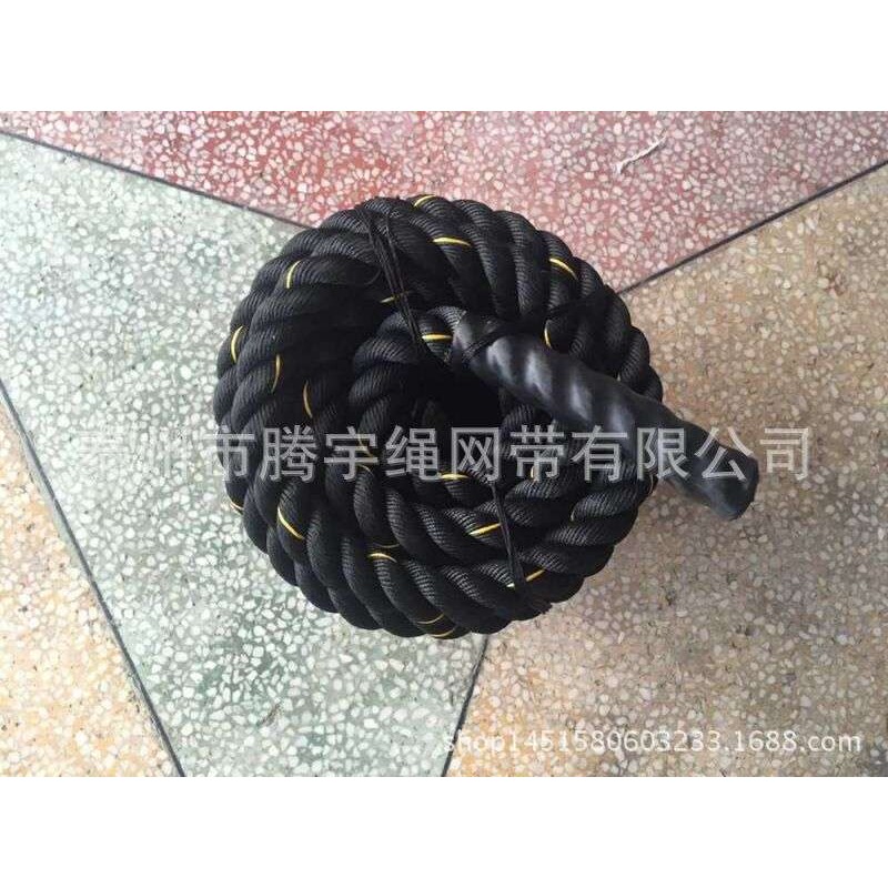 UFC专业体能训练绳 MMA格斗绳 黑色健身粗绳 肌肉大绳 力量绳50mm