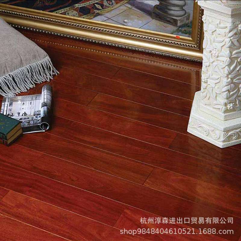 淳森中式装修南美巴拉圭红檀香香脂木豆平扣地热锁扣纯实木地板