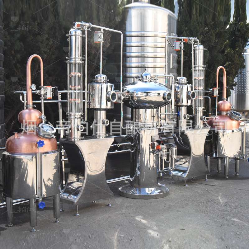 全自动紫铜蒸馏器100L威士忌白兰地塔式蒸酒机酿酒设备帝伯仕