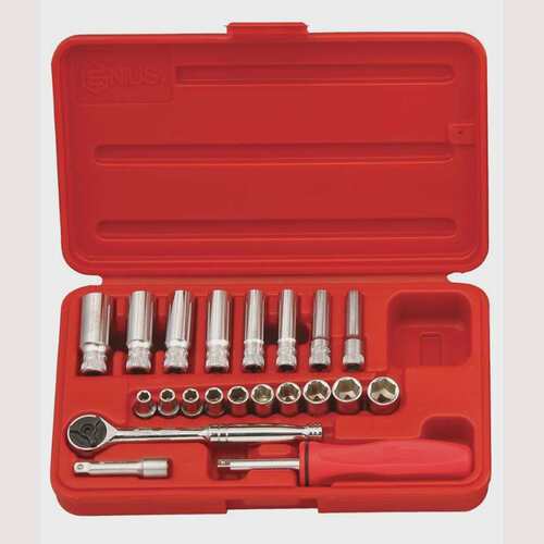 GENIUS天赋进口工具1/4系列21件套公制套筒扳手组GS-221M