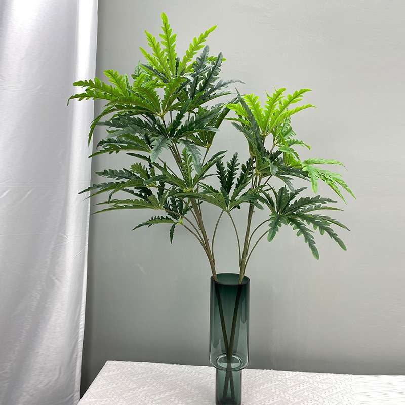 仿真孔雀支树单支假叶子过胶叶绿植装饰插花装饰客厅落地植物摆设